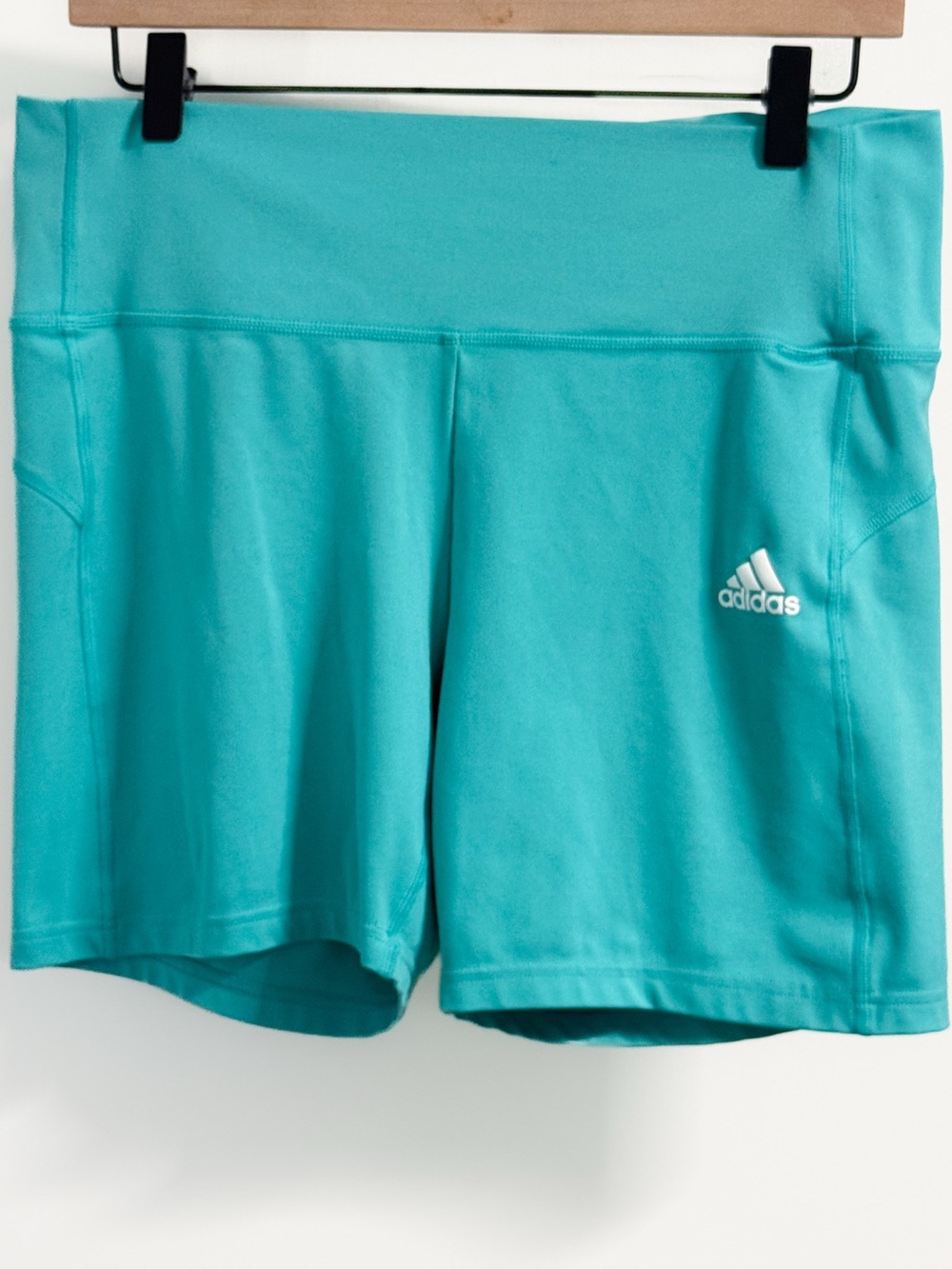 adidas Women’s AeroReady Athletic Bike Shorts L Aqua Longer Inseam